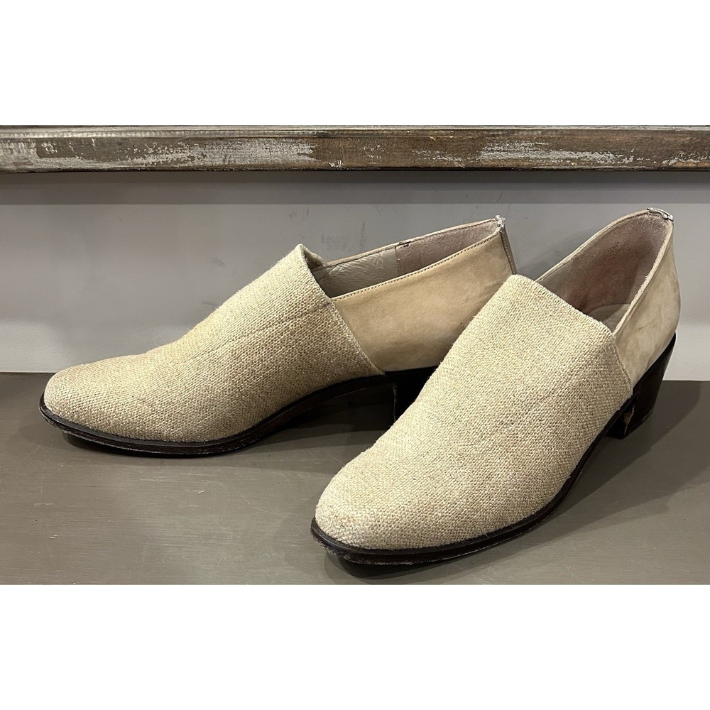 Donald Pliner Taupe/Oatmeal Slip On Shoes With Block Heel Women's Size 8M - Picture 3 of 7